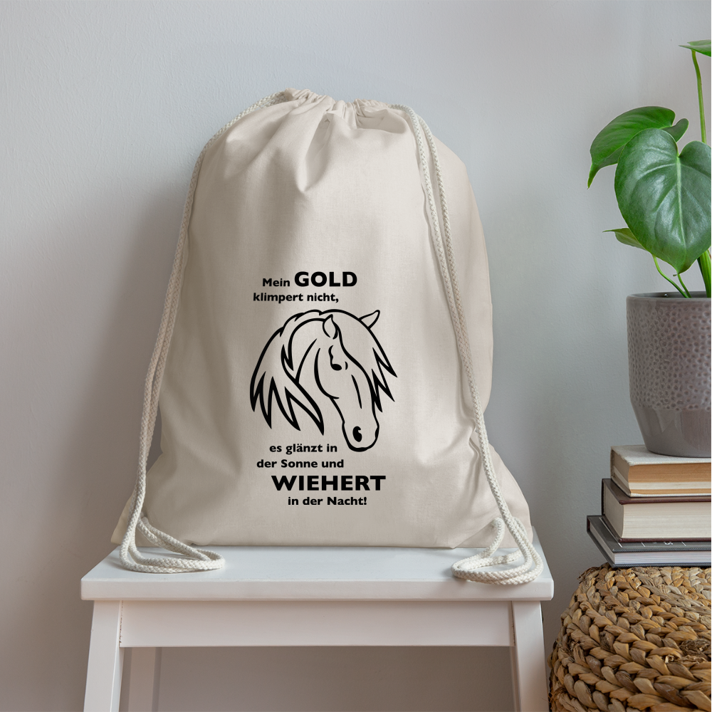 "Mein Gold wiehert" Grafik-Stil - Stallbeutel - Natur