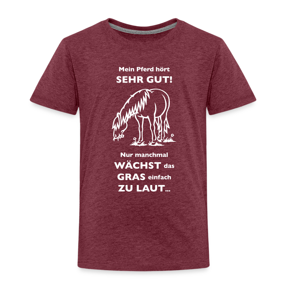"Lautes Gras" Grafik-Stil - Kinder T-Shirt - Bordeauxrot meliert