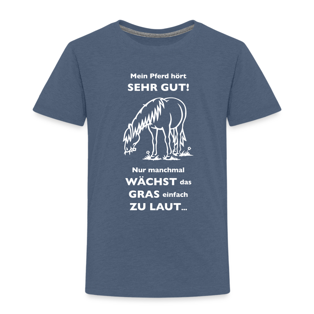 "Lautes Gras" Grafik-Stil - Kinder T-Shirt - Blau meliert