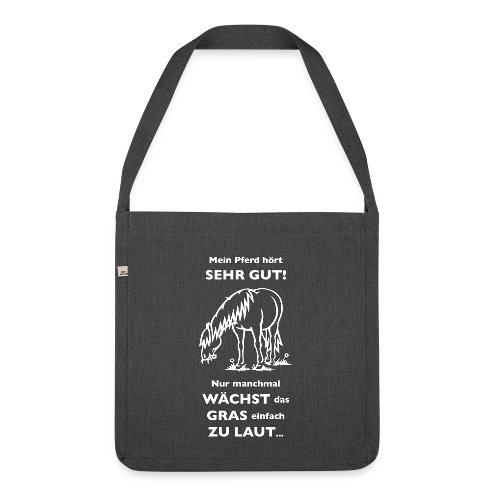 "Lautes Gras" Grafik-Stil - Schultertasche - Schwarz meliert