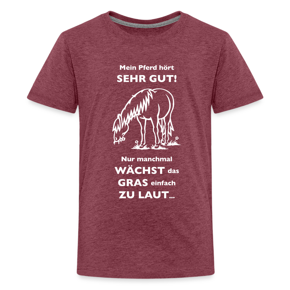 "Lautes Gras" Grafik-Stil - Teenager T-Shirt - Bordeauxrot meliert