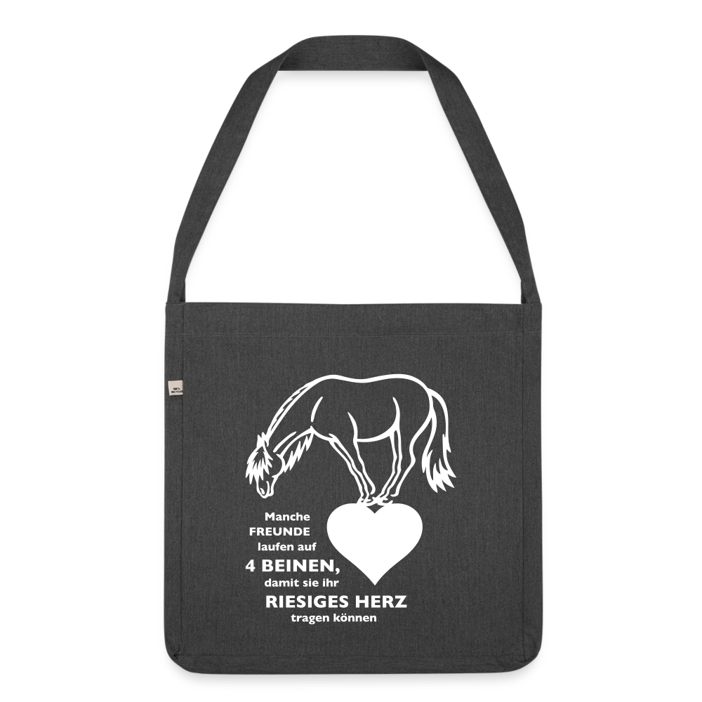 "Freund mit riesigem Herz" Grafik-Stil - Schultertasche - Schwarz meliert