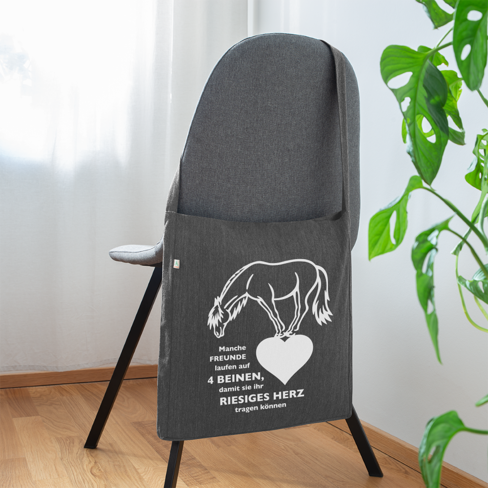 "Freund mit riesigem Herz" Grafik-Stil - Schultertasche - Dunkelgrau meliert