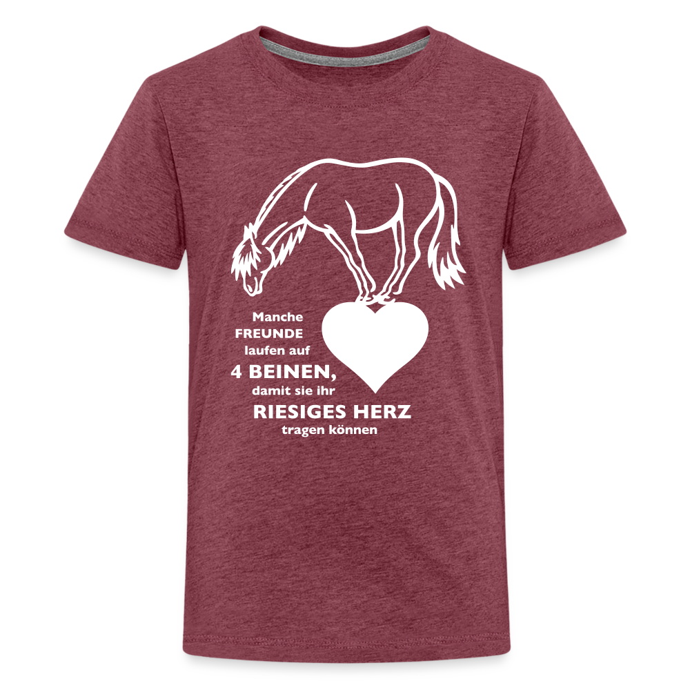 "Freund mit riesigem Herz" Grafik-Stil - Teenager T-Shirt - Bordeauxrot meliert