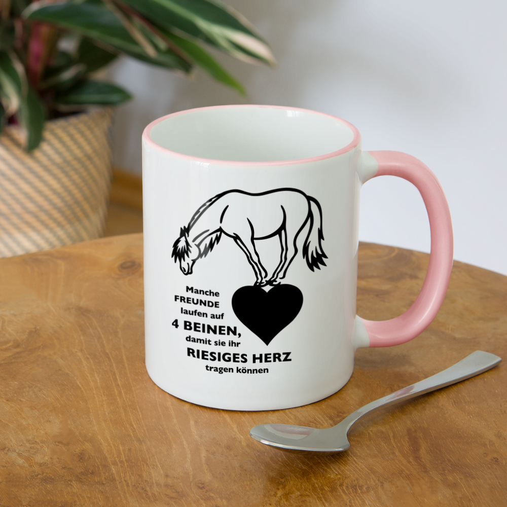 "Freund mit riesigem Herz" Grafik-Stil - Tasse zweifarbig - Weiß/Pink