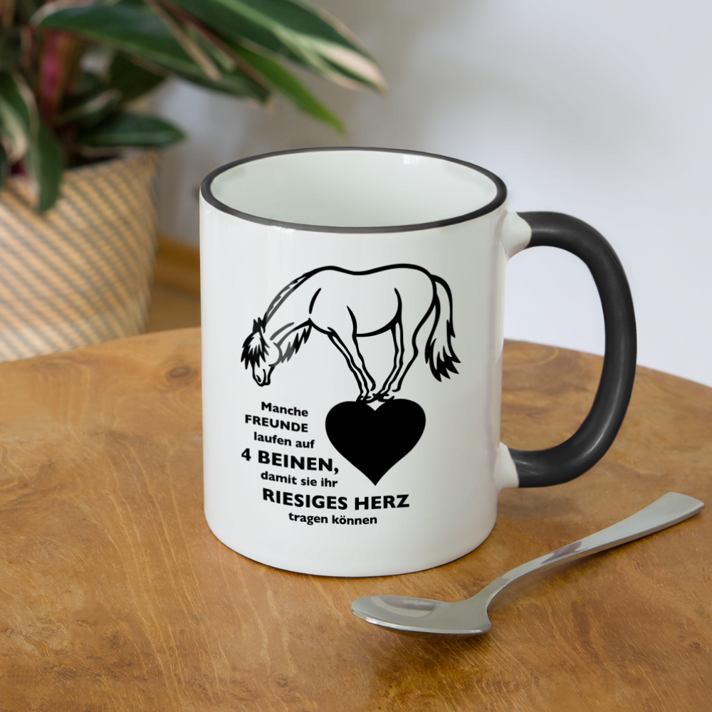 "Freund mit riesigem Herz" Grafik-Stil - Tasse zweifarbig - Weiß/Schwarz