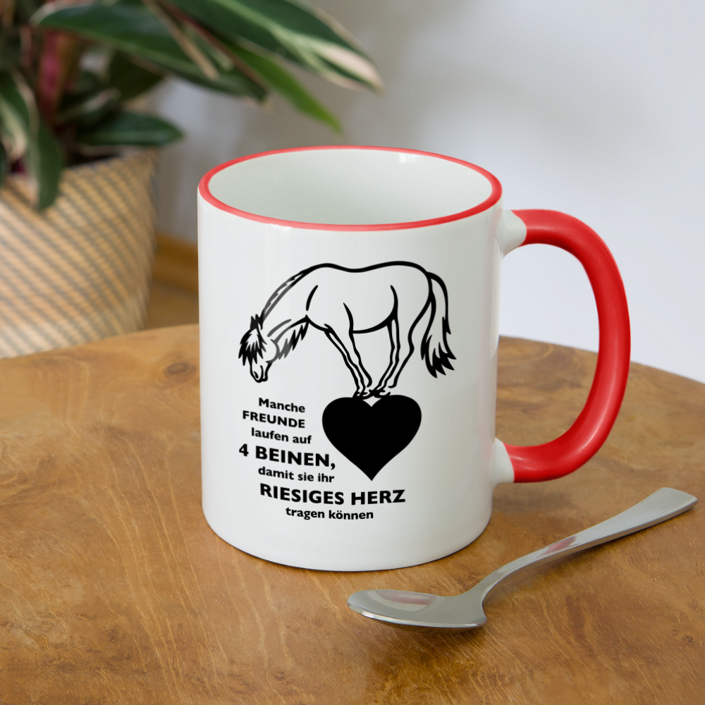 "Freund mit riesigem Herz" Grafik-Stil - Tasse zweifarbig - Weiß/Rot