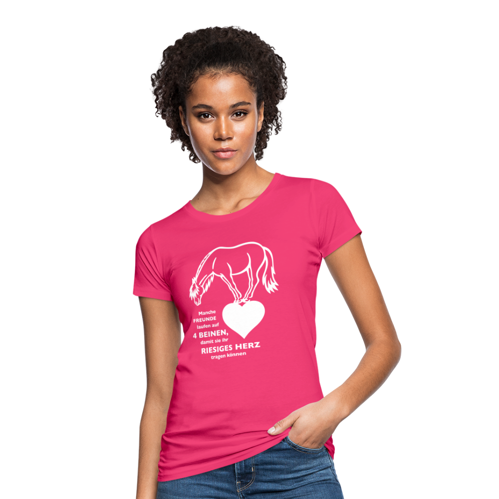 "Freund mit riesigem Herz" Grafik-Stil - Frauen Bio-T-Shirt - Neon Pink