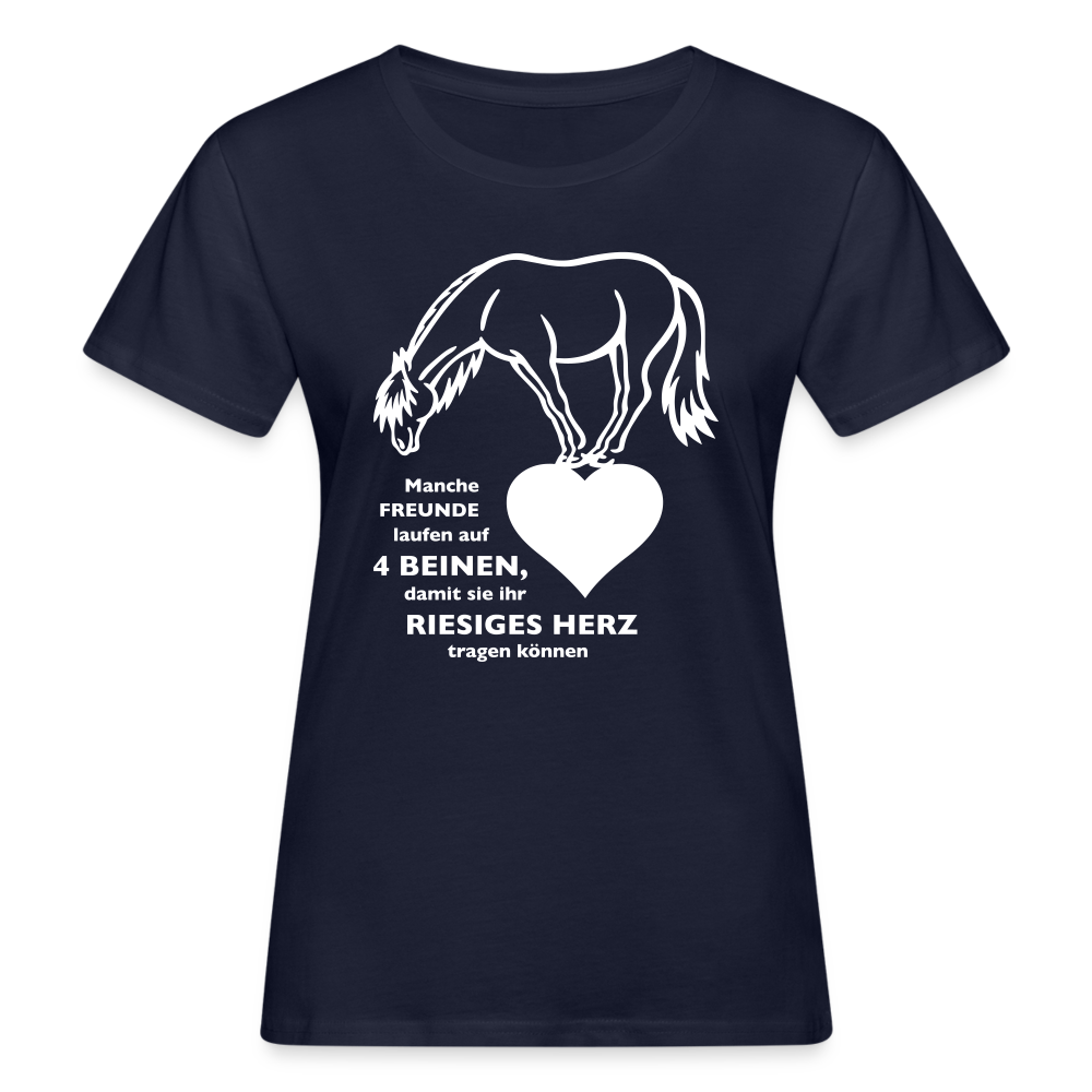 "Freund mit riesigem Herz" Grafik-Stil - Frauen Bio-T-Shirt - Navy
