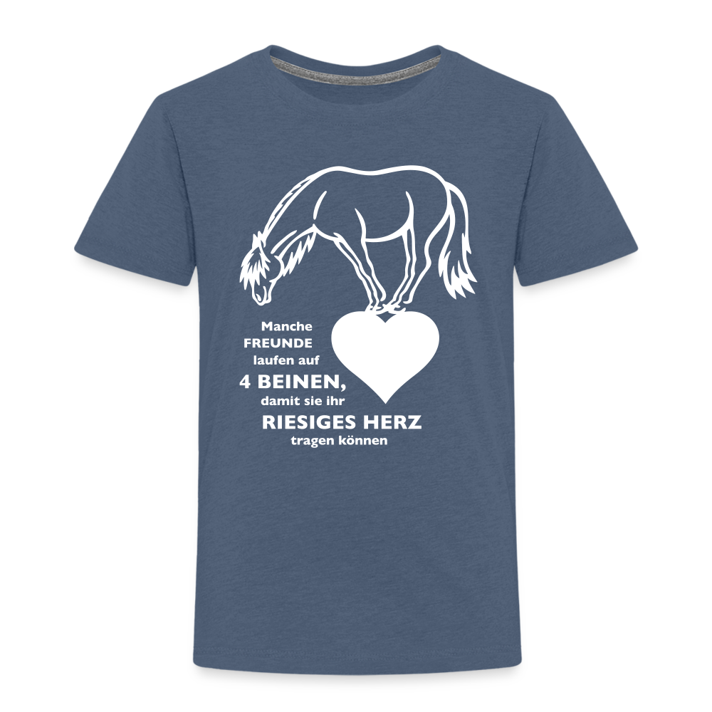 "Freund mit riesigem Herz" Grafik-Stil - Kinder T-Shirt - Blau meliert
