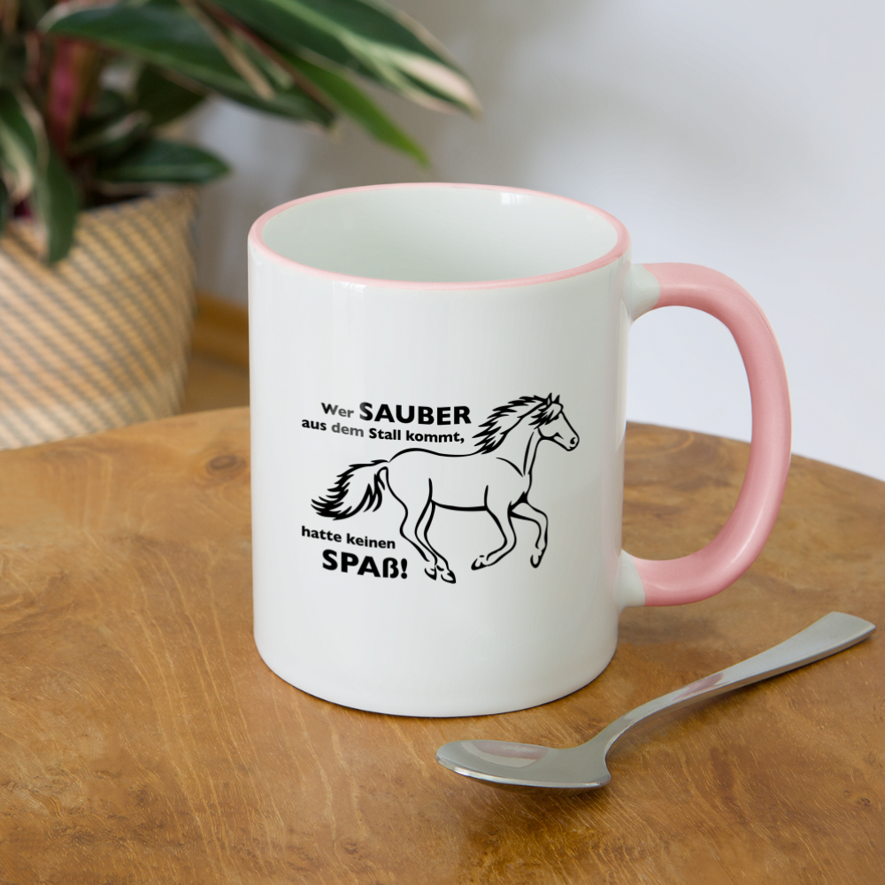 "Dreckspatz" Grafik-Stil - Tasse zweifarbig - Weiß/Pink