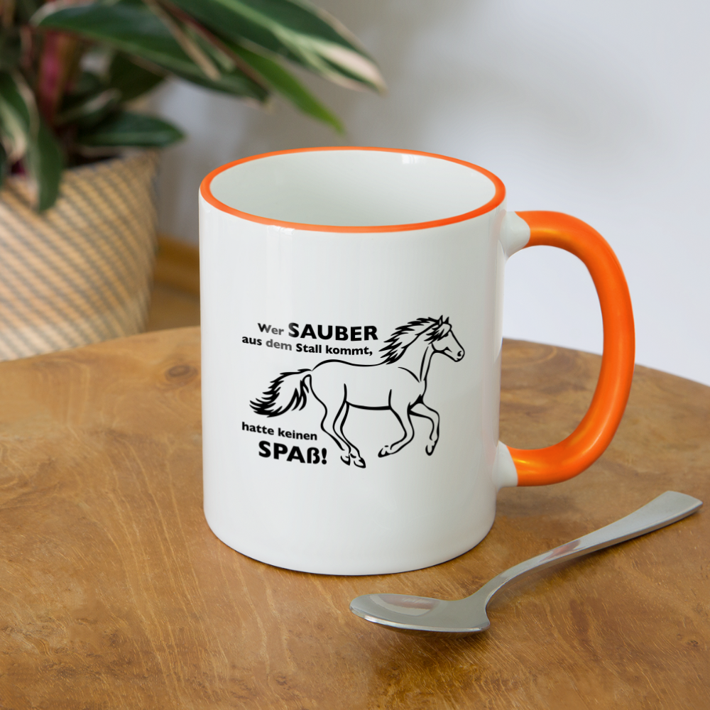 "Dreckspatz" Grafik-Stil - Tasse zweifarbig - Weiß/Orange