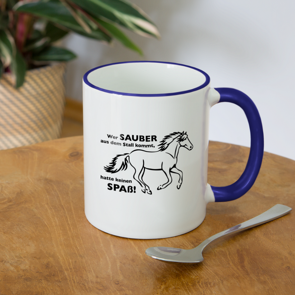 "Dreckspatz" Grafik-Stil - Tasse zweifarbig - Weiß/Kobaltblau