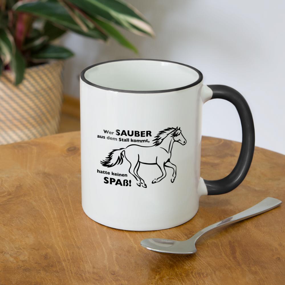 "Dreckspatz" Grafik-Stil - Tasse zweifarbig - Weiß/Schwarz