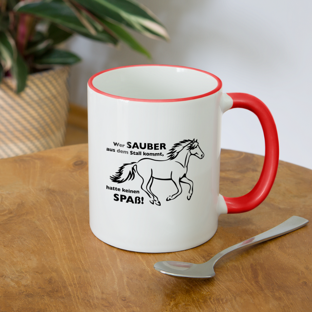 "Dreckspatz" Grafik-Stil - Tasse zweifarbig - Weiß/Rot