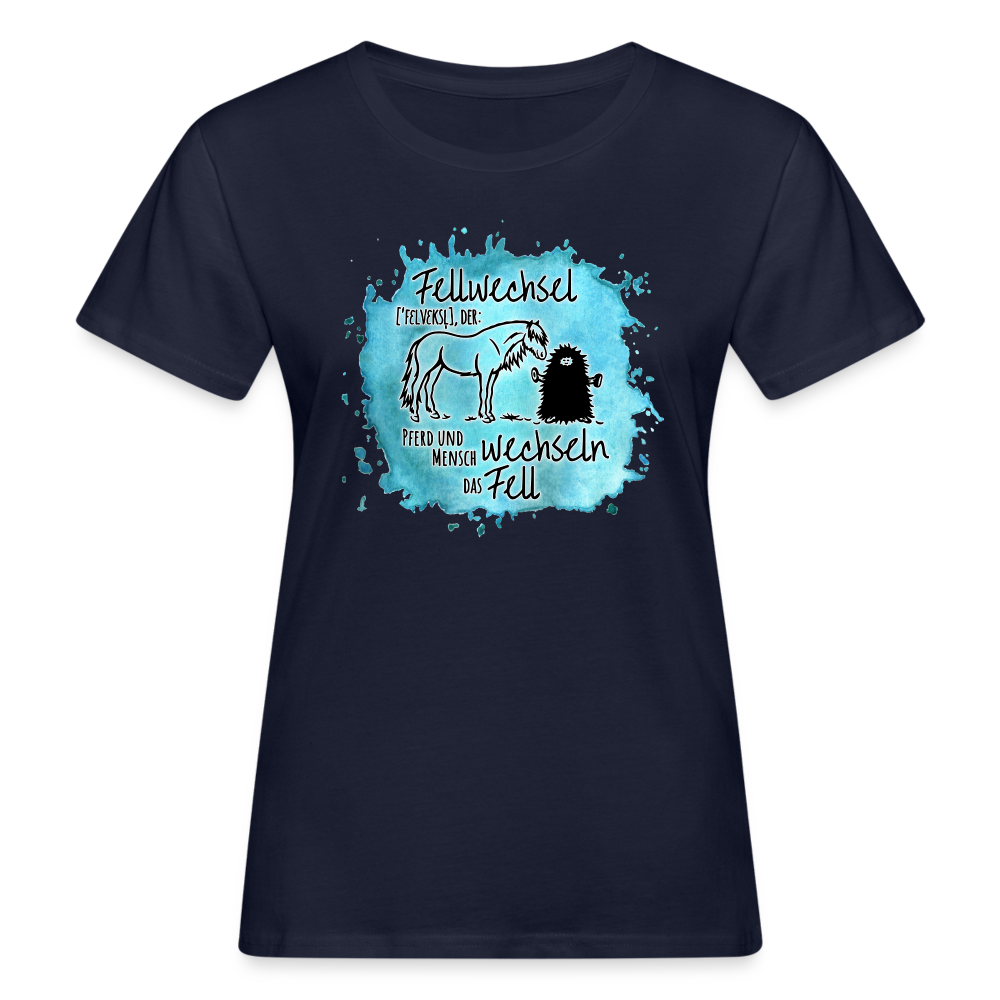 Definition „Fellwechsel" Aquarell-Stil - Frauen Bio-T-Shirt - Navy