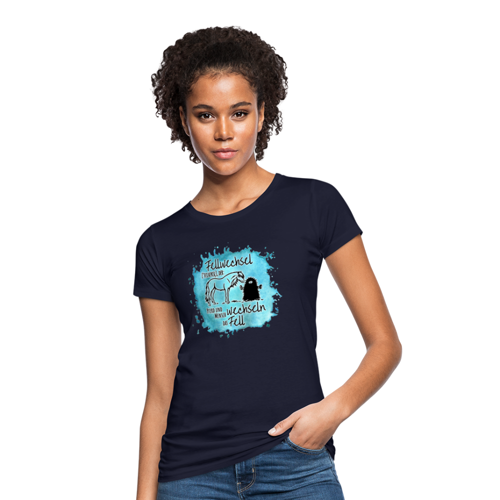 Definition „Fellwechsel" Aquarell-Stil - Frauen Bio-T-Shirt - Navy