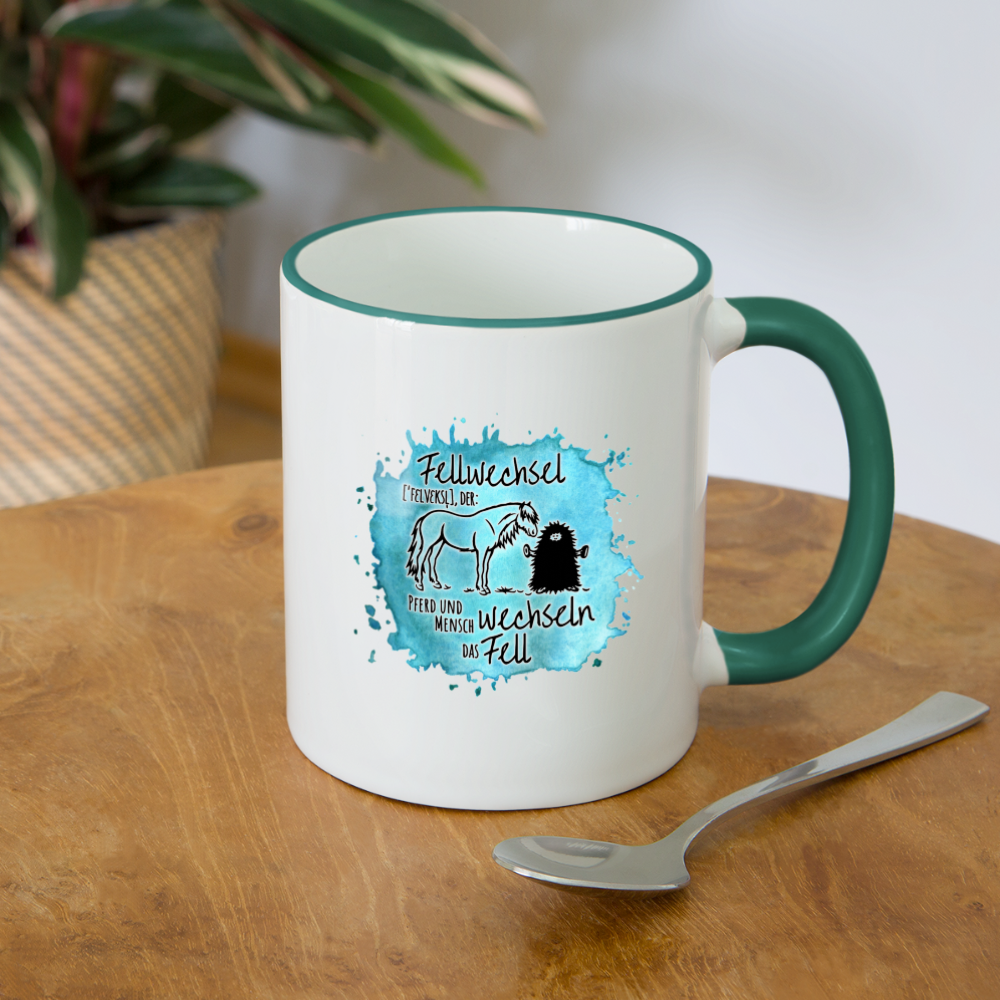 Definition „Fellwechsel" Aquarell-Stil - Tasse zweifarbig - Weiß/Dunkelgrün