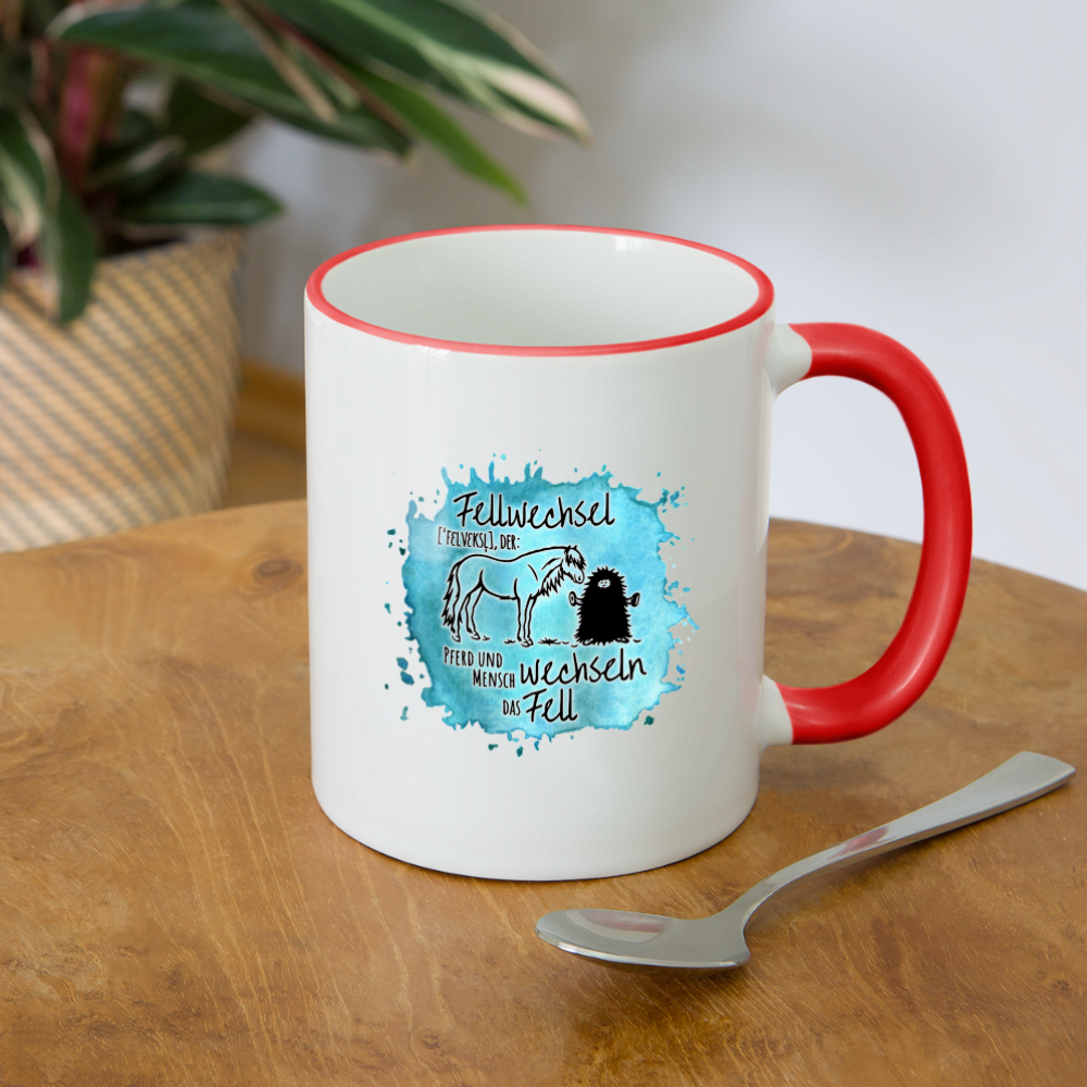 Definition „Fellwechsel" Aquarell-Stil - Tasse zweifarbig - Weiß/Rot