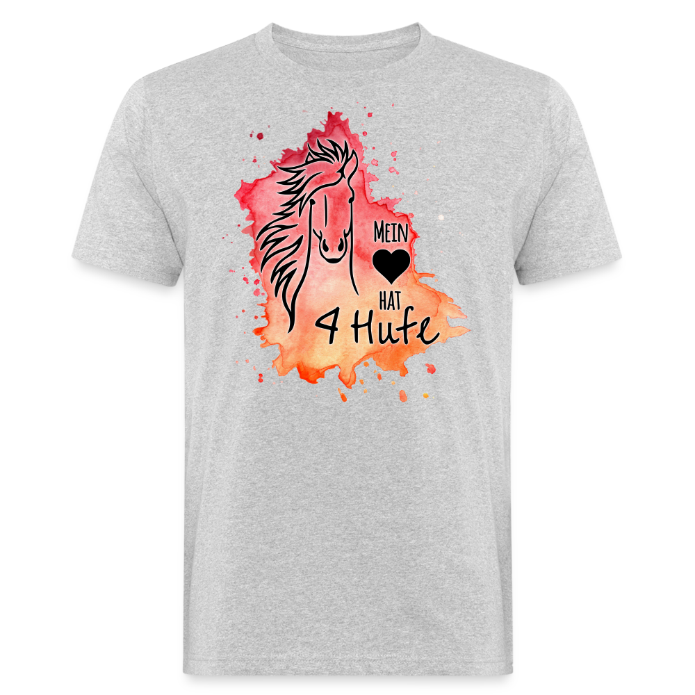 "Mein Herz hat 4 Hufe" Aquarell-Stil - Männer Bio-T-Shirt - Grau meliert
