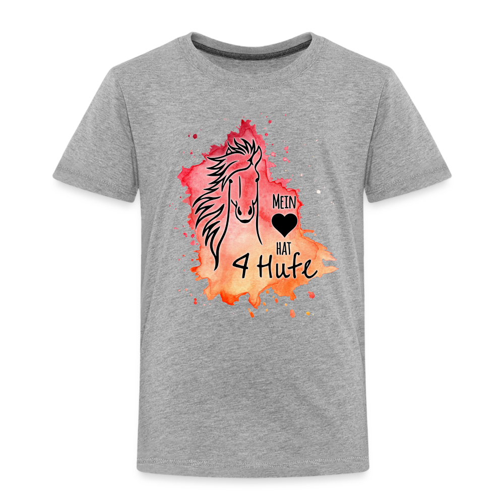 "Mein Herz hat 4 Hufe" Aquarell-Stil - Kinder T-Shirt - Grau meliert