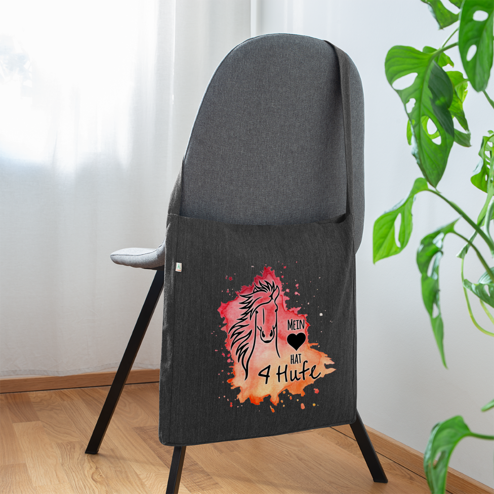 "Mein Herz hat 4 Hufe" Aquarell-Stil - Schultertasche - Schwarz meliert