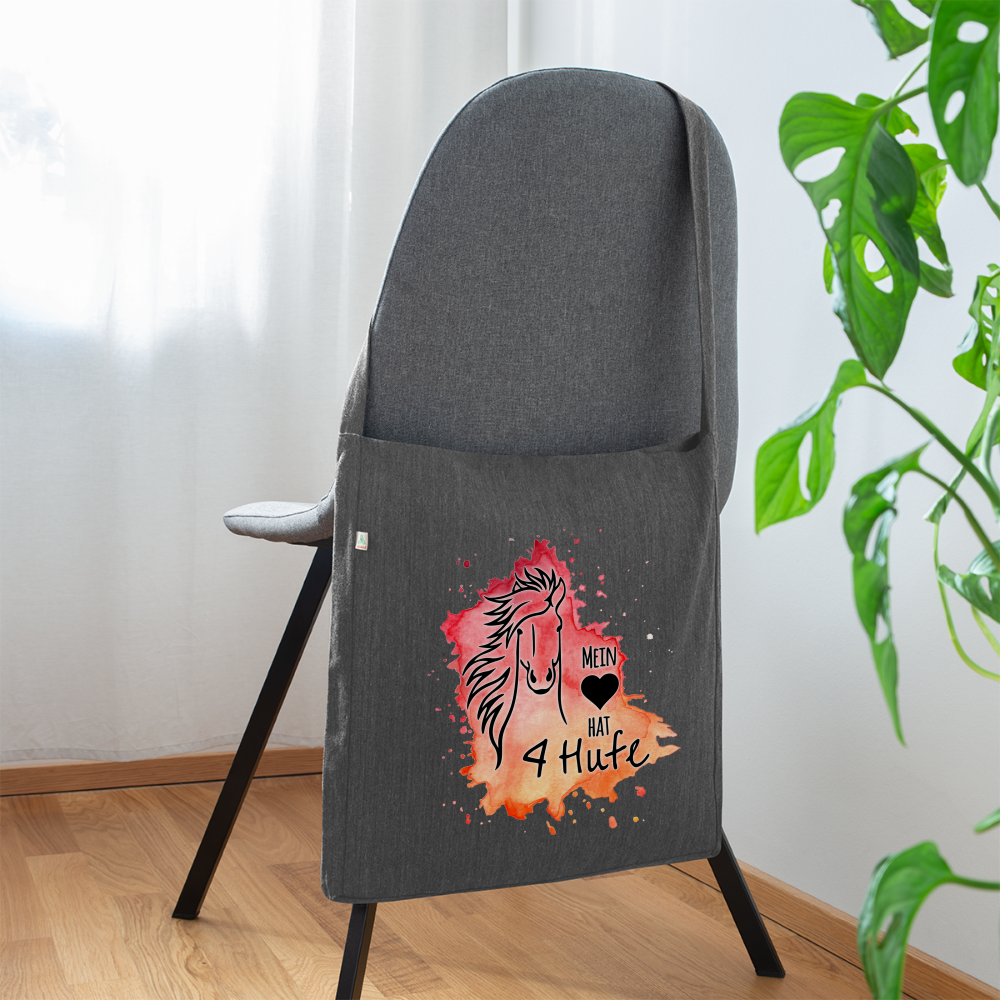 "Mein Herz hat 4 Hufe" Aquarell-Stil - Schultertasche - Dunkelgrau meliert