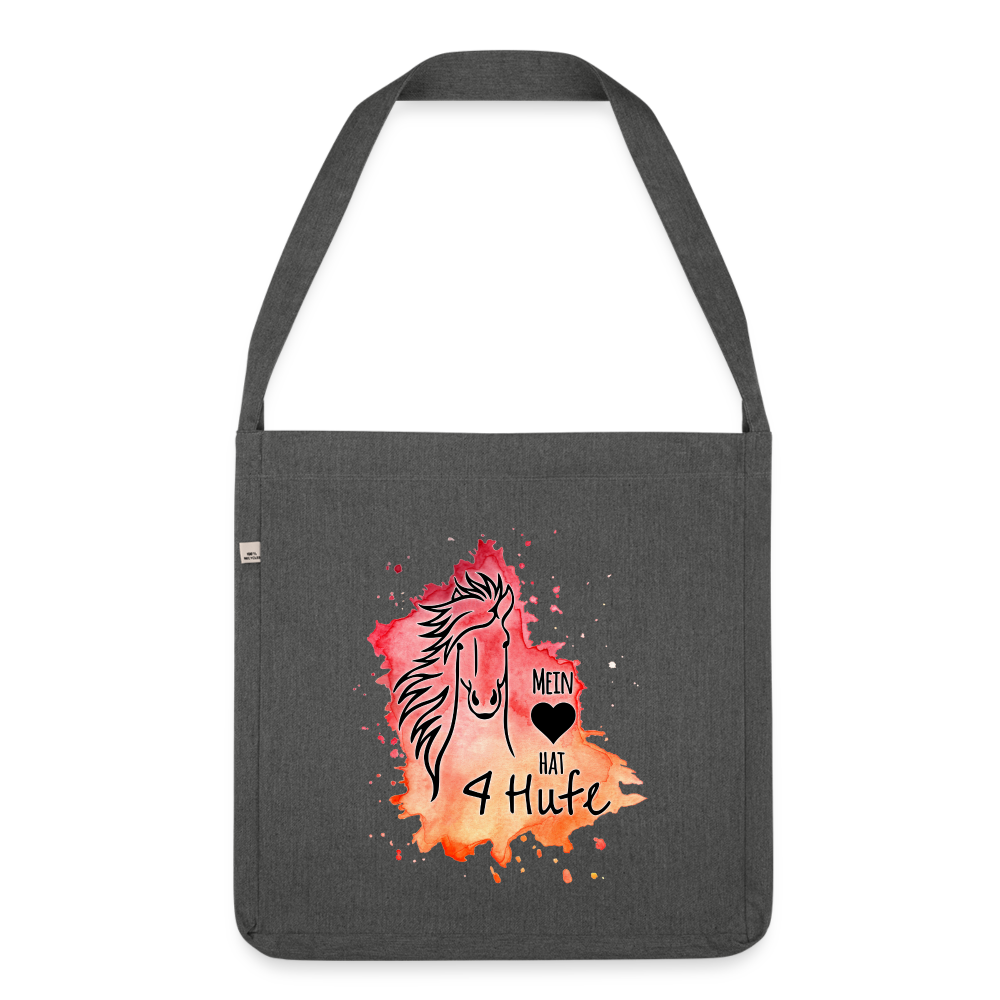 "Mein Herz hat 4 Hufe" Aquarell-Stil - Schultertasche - Dunkelgrau meliert
