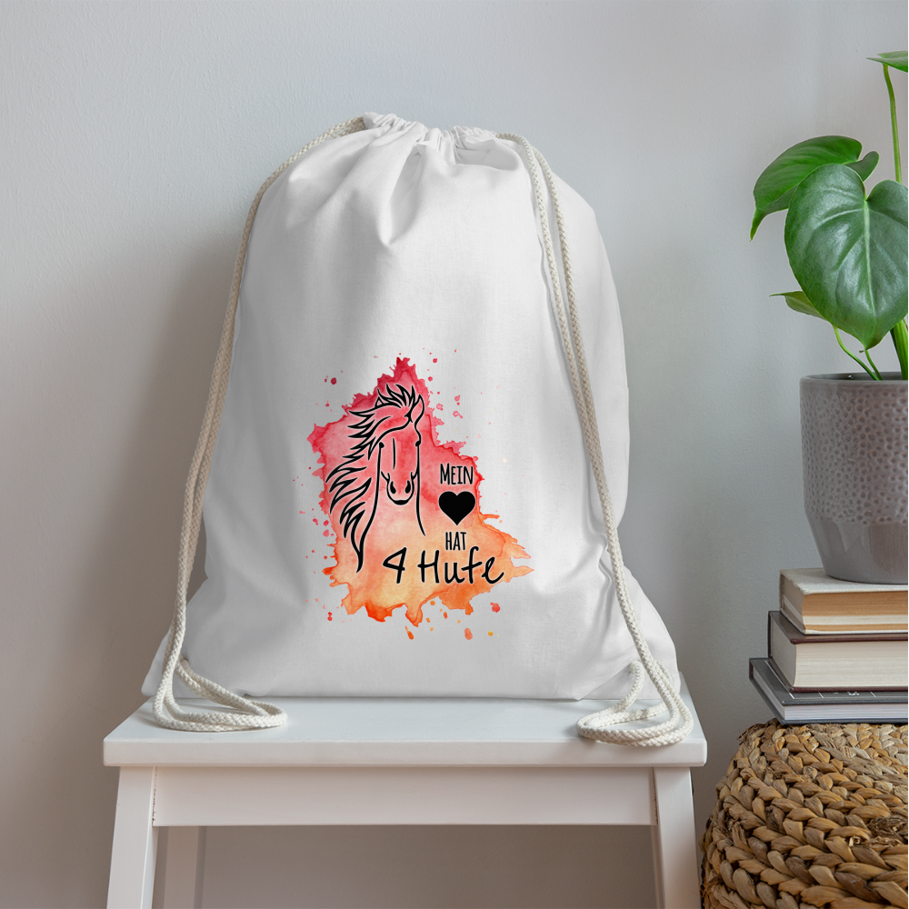 "Mein Herz hat 4 Hufe" Aquarell-Stil - Stallbeutel - weiß