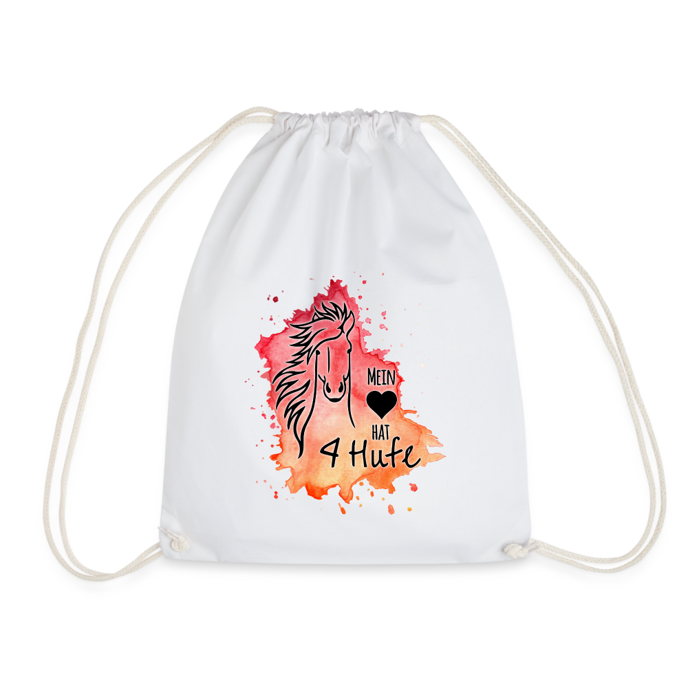 "Mein Herz hat 4 Hufe" Aquarell-Stil - Stallbeutel - weiß