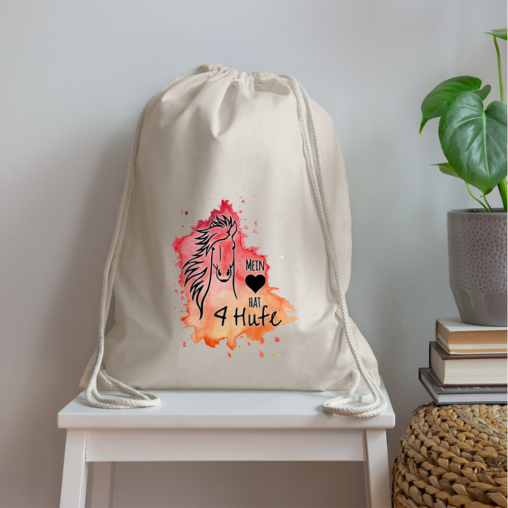 "Mein Herz hat 4 Hufe" Aquarell-Stil - Stallbeutel - Natur