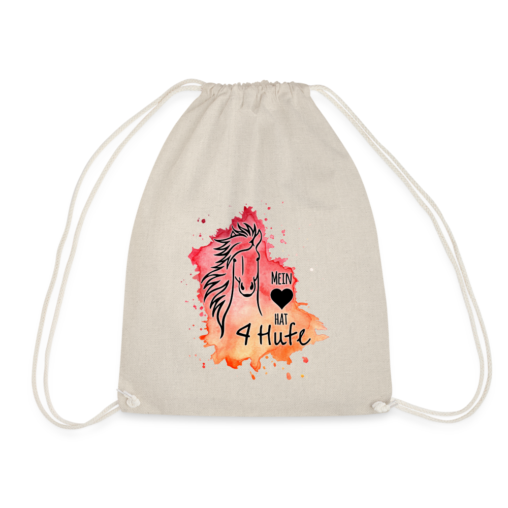"Mein Herz hat 4 Hufe" Aquarell-Stil - Stallbeutel - Natur