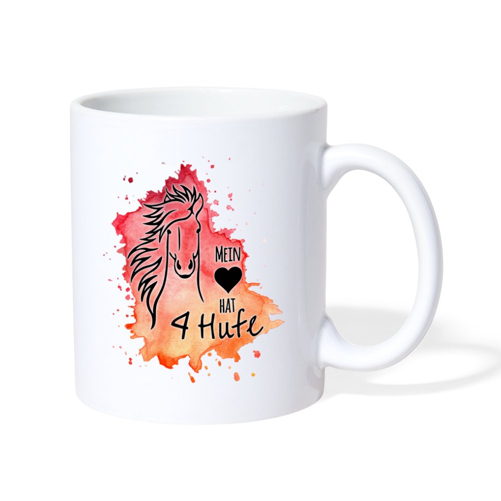 "Mein Herz hat 4 Hufe" Aquarell-Stil - Tasse - weiß