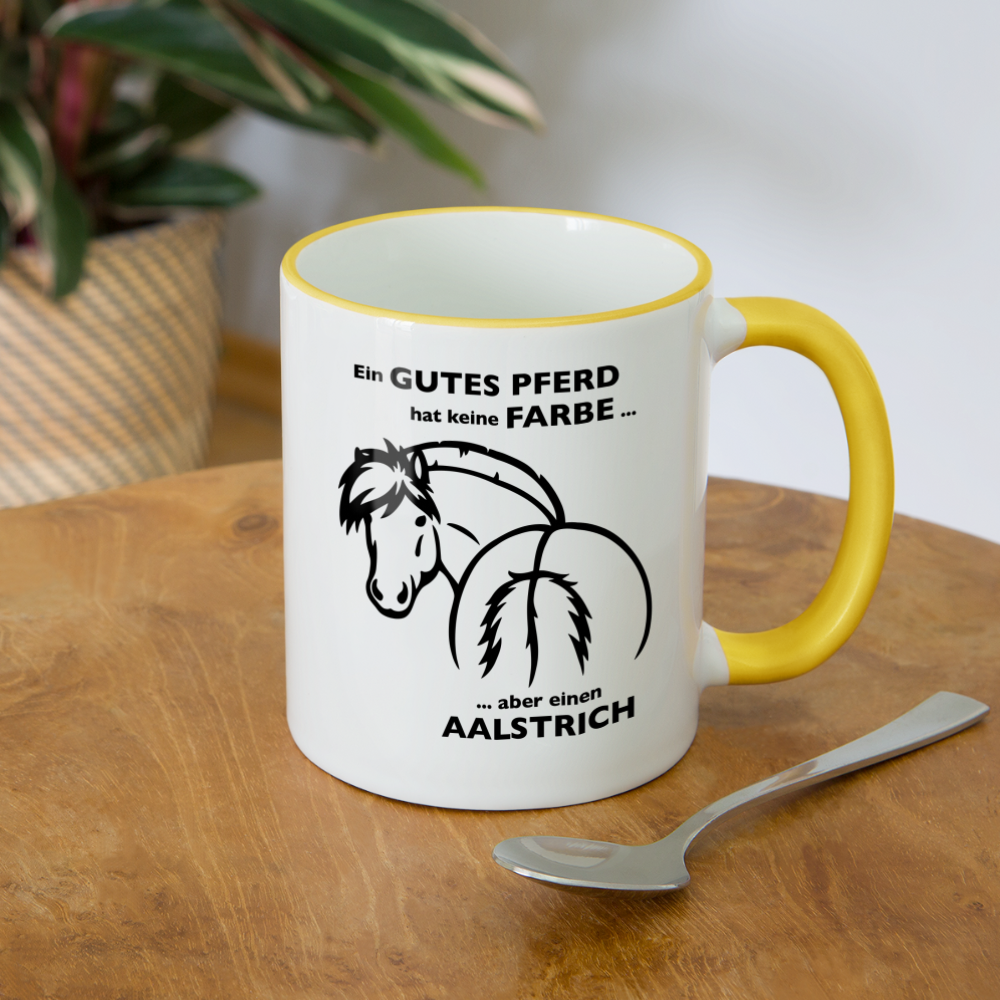 "Aalstrich" Grafik-Stil - Tasse zweifarbig - Weiß/Gelb