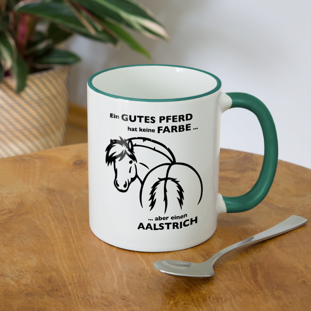 "Aalstrich" Grafik-Stil - Tasse zweifarbig - Weiß/Dunkelgrün