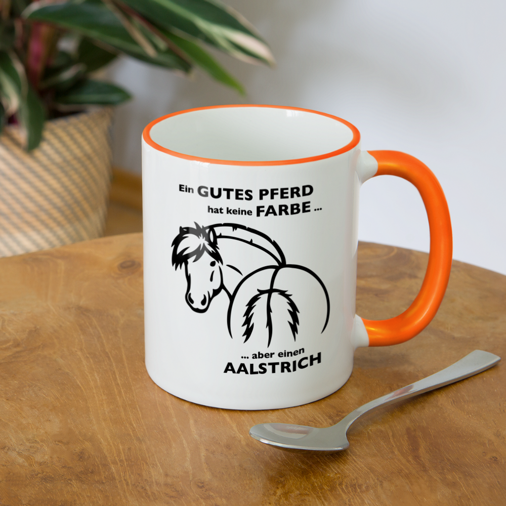 "Aalstrich" Grafik-Stil - Tasse zweifarbig - Weiß/Orange