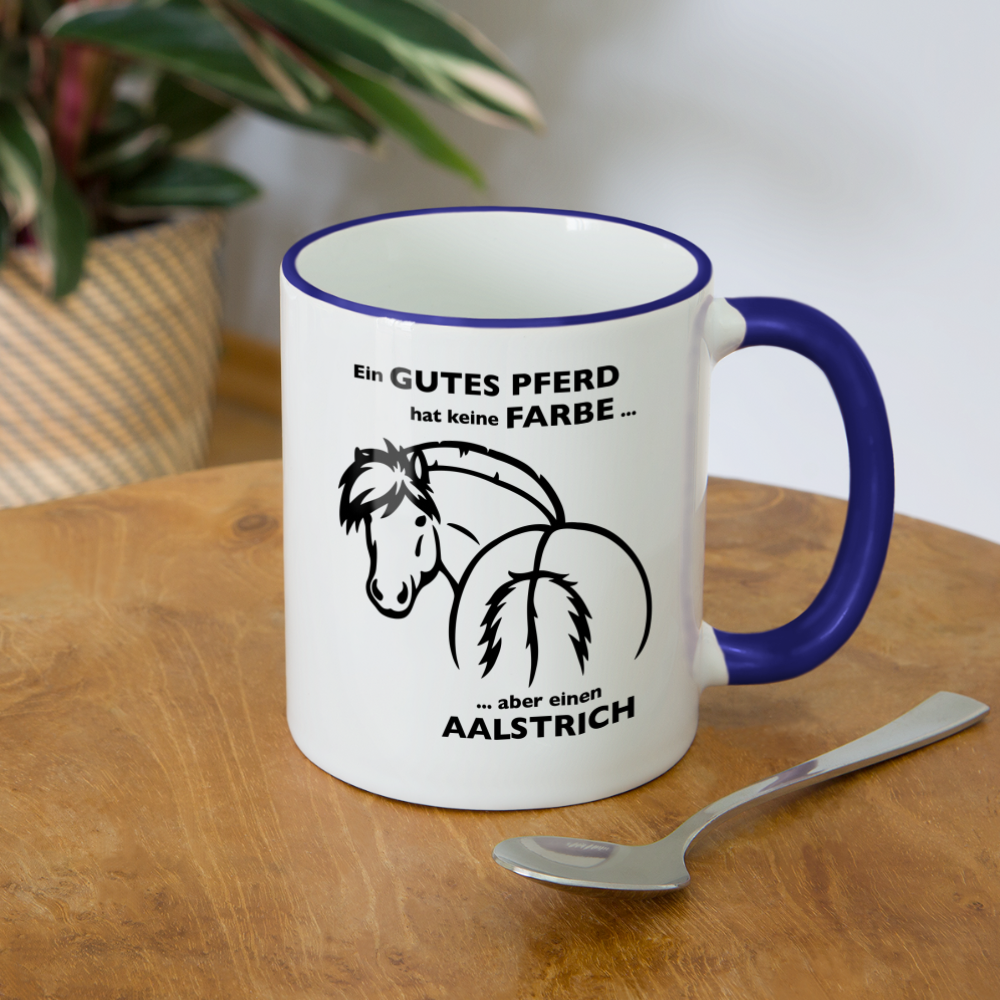 "Aalstrich" Grafik-Stil - Tasse zweifarbig - Weiß/Kobaltblau