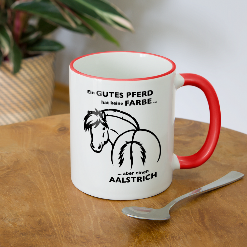 "Aalstrich" Grafik-Stil - Tasse zweifarbig - Weiß/Rot
