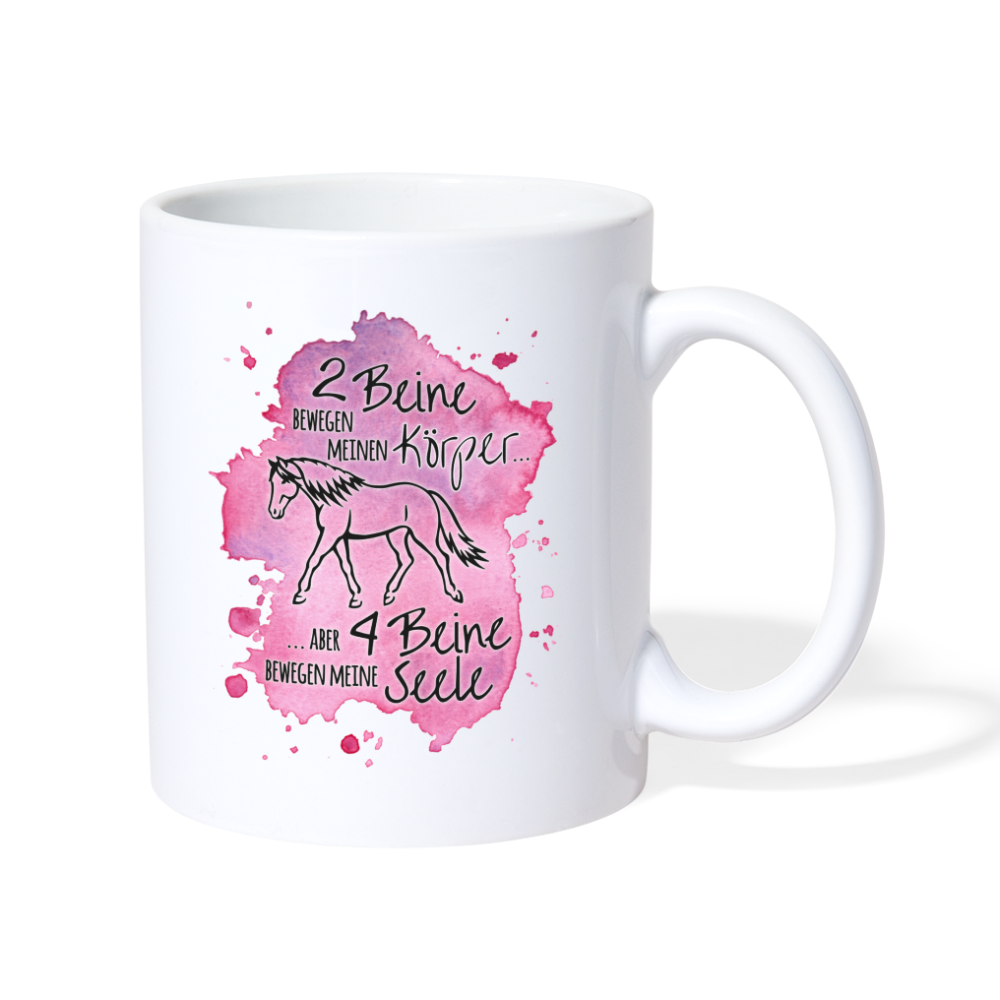"4 Beine bewegen meine Seele" Aquarell-Stil - Tasse weiß - weiß