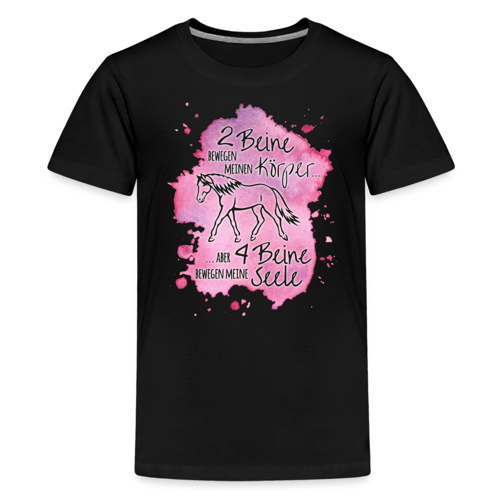 "4 Beine bewegen meine Seele" Aquarell-Stil - Teenager T-Shirt - Schwarz