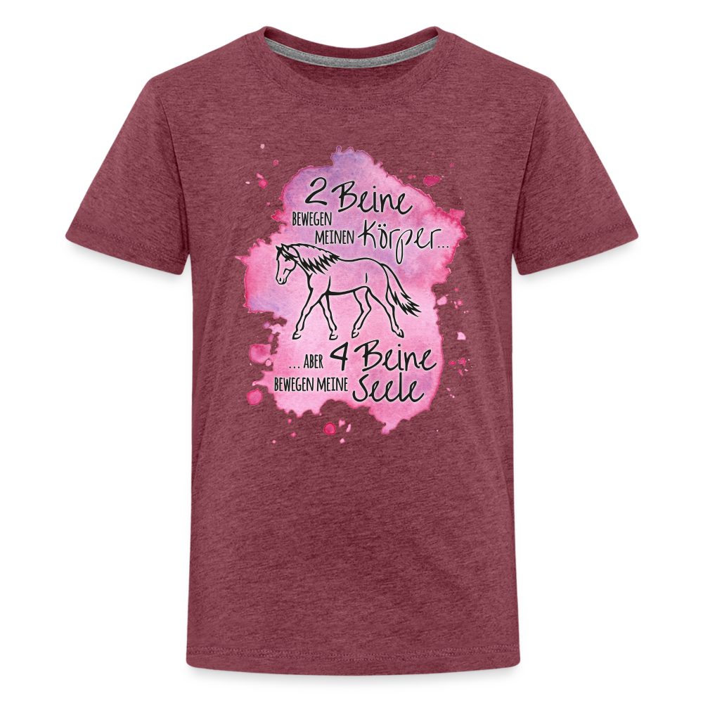 "4 Beine bewegen meine Seele" Aquarell-Stil - Teenager T-Shirt - Bordeauxrot meliert