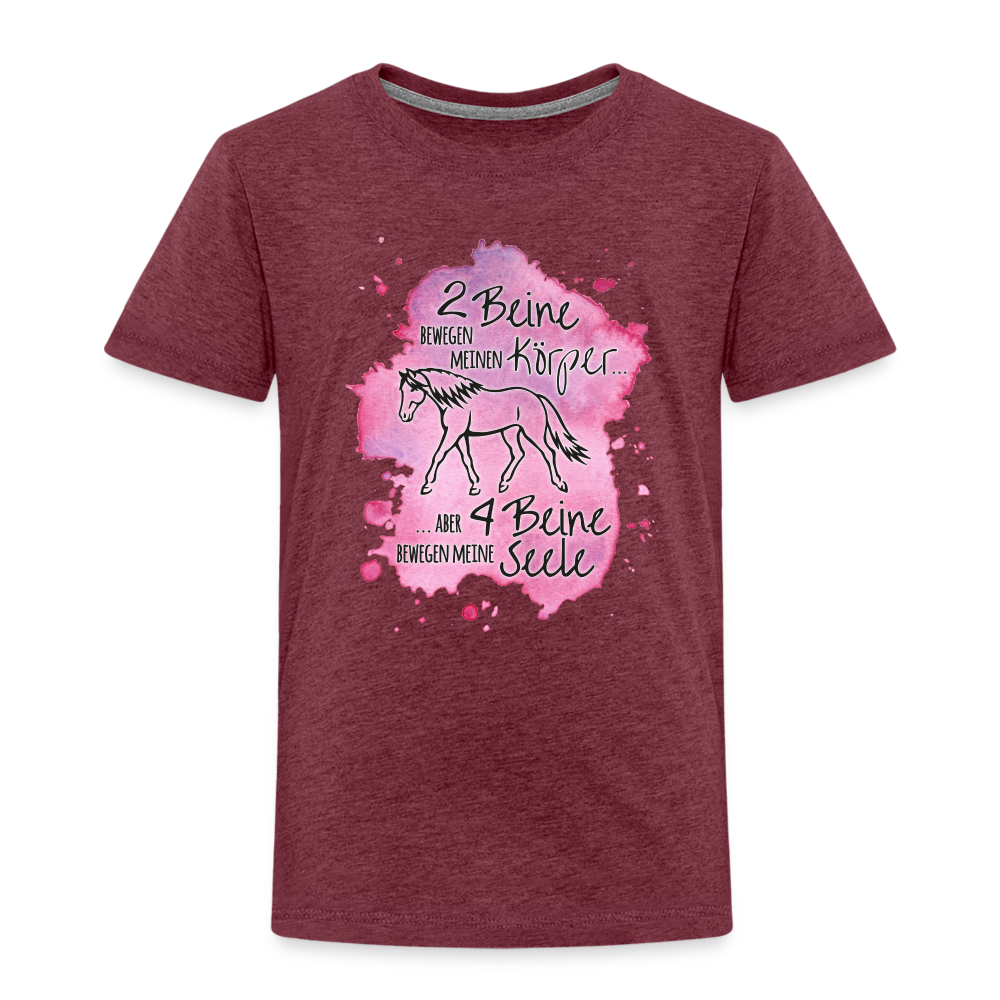 "4 Beine bewegen meine Seele" Aquarell-Stil - Kinder T-Shirt - Bordeauxrot meliert