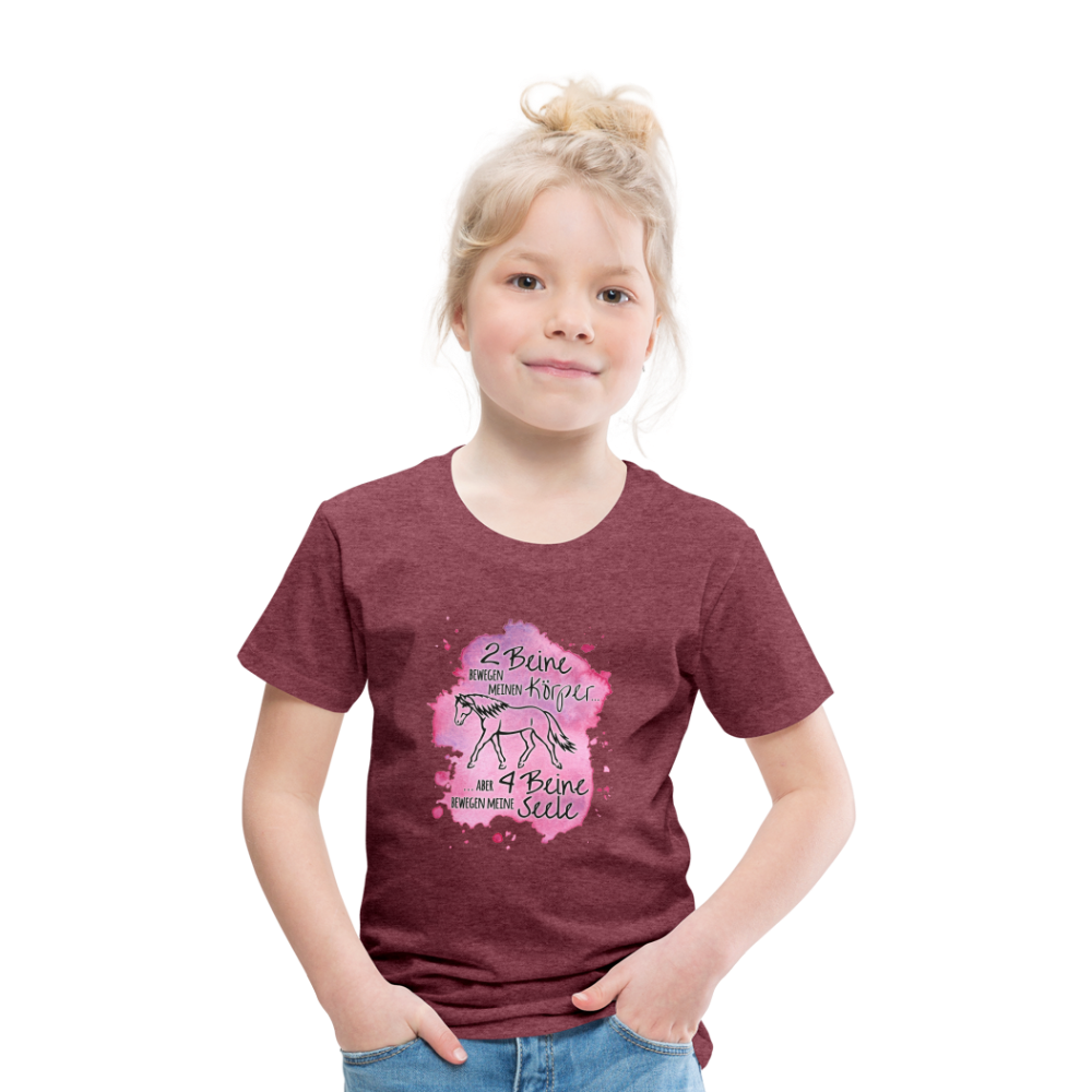 "4 Beine bewegen meine Seele" Aquarell-Stil - Kinder T-Shirt - Bordeauxrot meliert