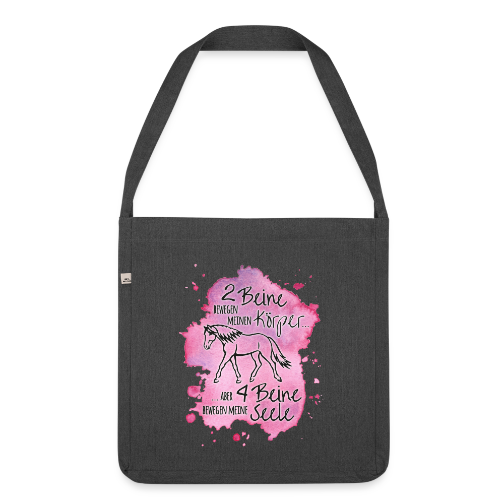 "4 Beine bewegen meine Seele" Aquarell-Stil - Schultertasche - Schwarz meliert