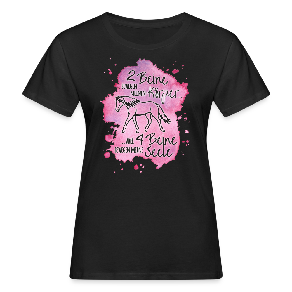 "4 Beine bewegen meine Seele" Aquarell-Stil - Frauen Bio-T-Shirt - Schwarz