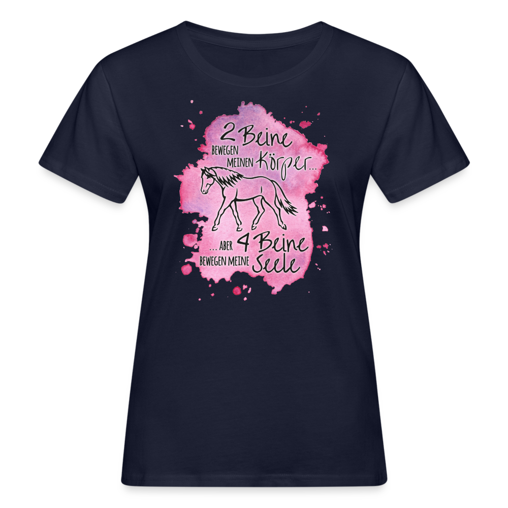 "4 Beine bewegen meine Seele" Aquarell-Stil - Frauen Bio-T-Shirt - Navy
