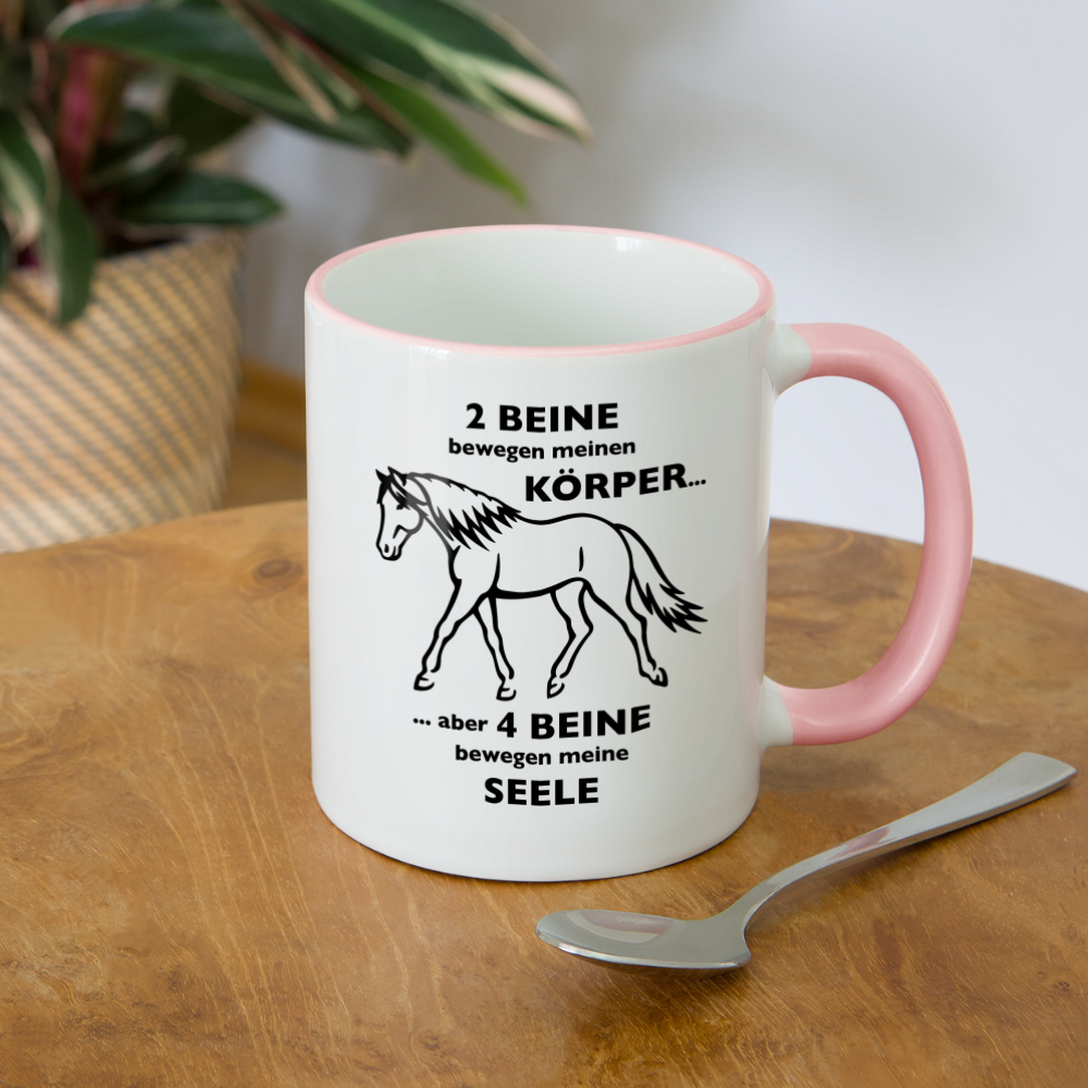 "4 Beine bewegen meine Seele" Grafik-Stil - Tasse zweifarbig - Weiß/Pink