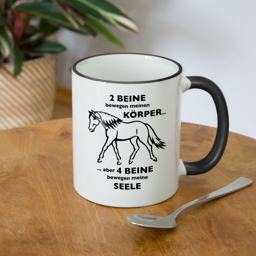 "4 Beine bewegen meine Seele" Grafik-Stil - Tasse zweifarbig - Weiß/Schwarz