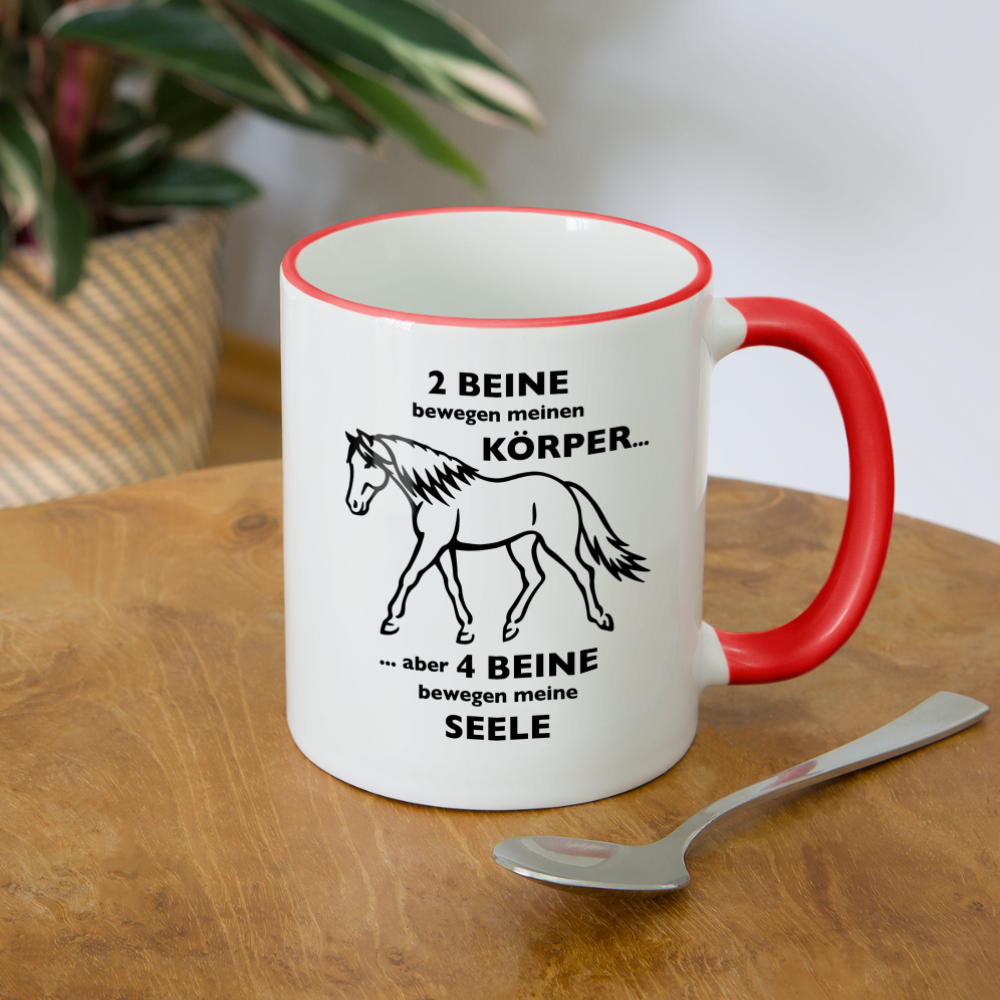 "4 Beine bewegen meine Seele" Grafik-Stil - Tasse zweifarbig - Weiß/Rot