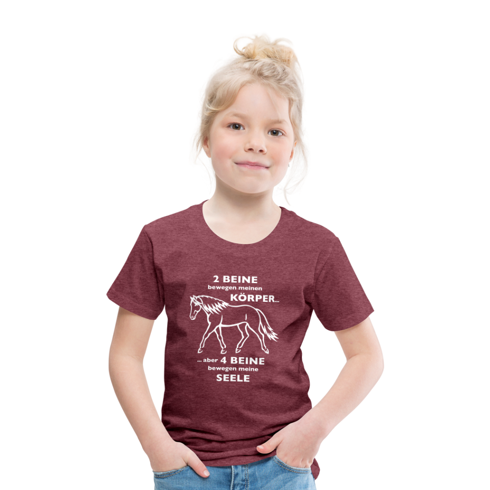 "4 Beine bewegen meine Seele" Grafik-Stil - Kinder T-Shirt - Bordeauxrot meliert
